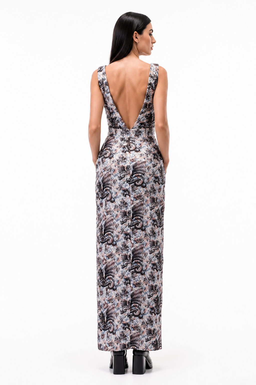 DRAGON DRESS STRETCH SATIN